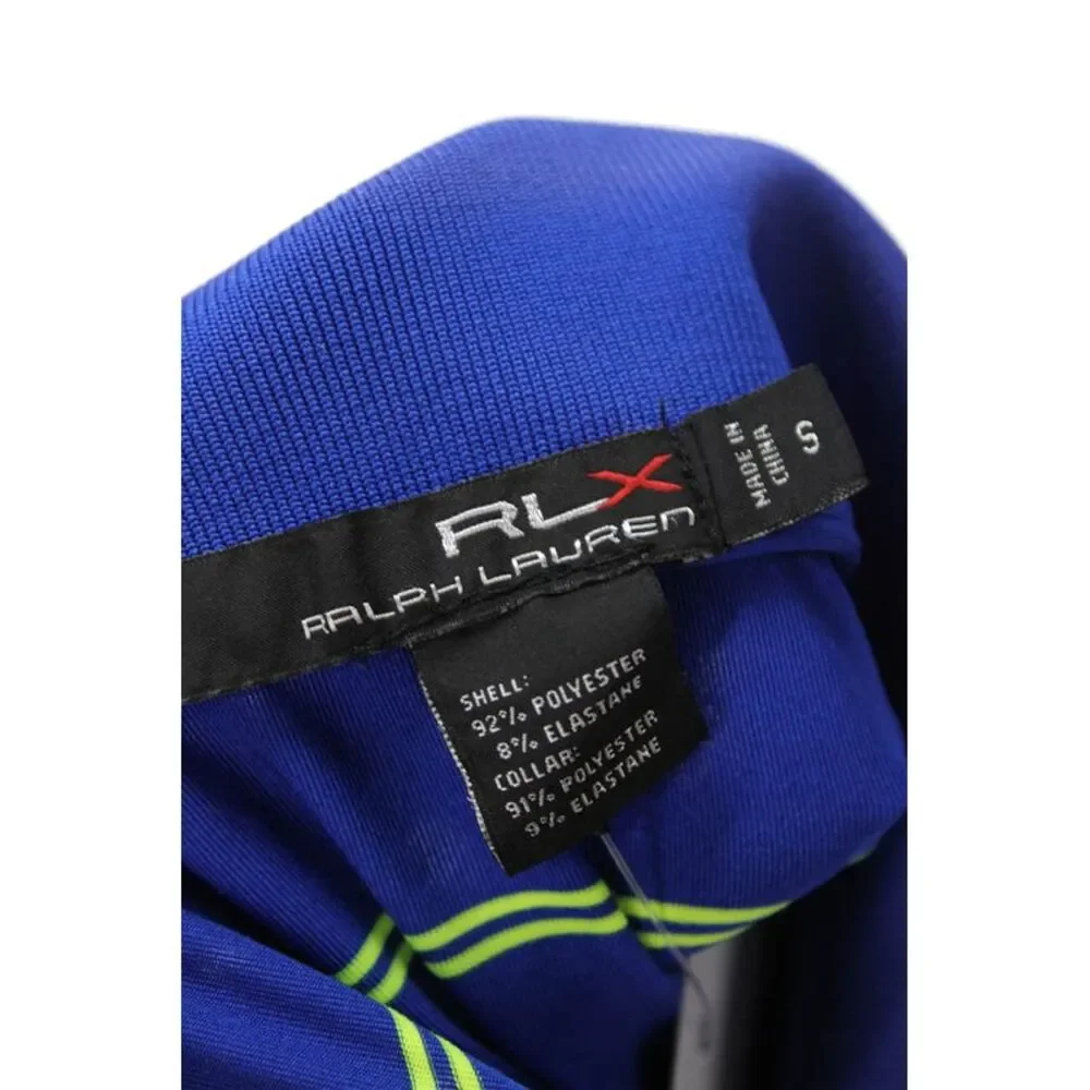 RLX Ralph Lauren Mens Striped Short Sleeve Collared Polo Shirt Blue Size S